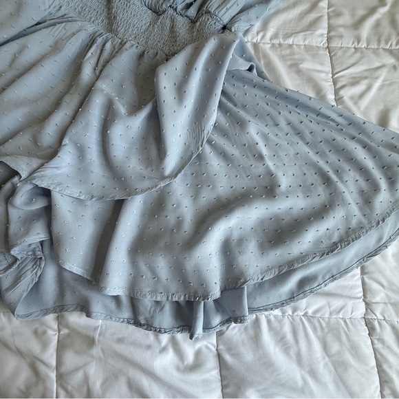Harper & Ivy Light Blue Swiss Dot Ruffle Romper Size L - Picture 5 of 14